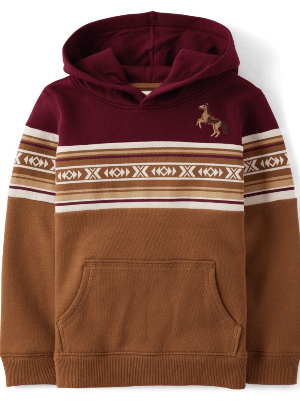 Gymboree Colorblock Horse Fleece Hoodie - Rustic Ranch - Brown